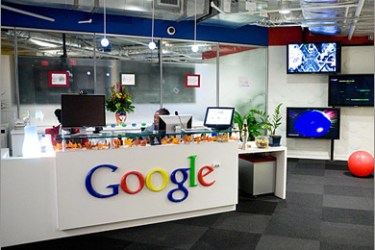 /AFP / The reception area at Google's offices on December 2, 2008 in Washington, DC. Google hosted a roundtable discussion focused on clean energy policy which featured Senate Majority Leader Harry