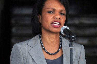 afp : US Secretary of State Condoleezza Rice delivers a press conference at Las Garzas palace in Panama City on December 10, 2008. Rice met Panamanian President Martin