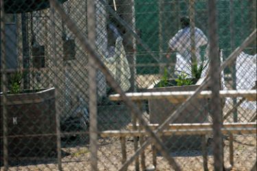 afp : In this image reviewed by the US military shows an unidentified detainee at the "Camp Four" detention facility December 10, 2008 on US Naval Station Guantanamo Bay.