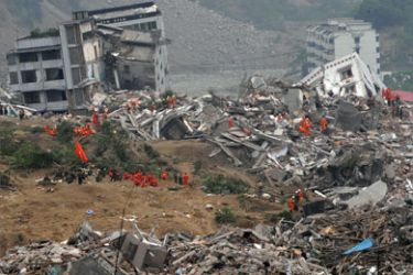 Photo taken May 17, 2008 shows view of damaged and destroyed buildings in the earthquake damaged town of Beichuan in Sichuan Province. China entered 2008 with high hopes of basking in an Olympic glow,
