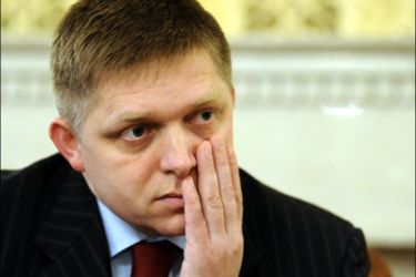 afp : Slovakian Prime Minister Robert Fico talks during an interview at a government building in Bratislava, on December 8, 2008. Slovak post offices and banks said on