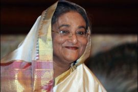 f/Sheikh Hasina Wajed smiles after being sworn in for her second spell as prime minister of Bangladesh at the presidential palace in Dhaka on January 6, 2008.