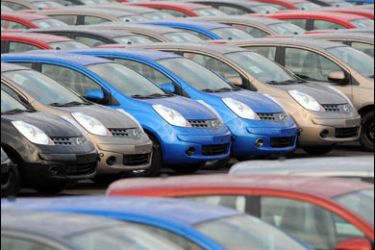 f/(FILES) New Nissan vehicles are pictured parked at Tyne docks in South Shields, in northeast England, on January 9, 2009. Car production in Britain slumped by nearly half in December as manufacturers responded to sliding demand, industry body SMMT said on Thursday January 22, 2009