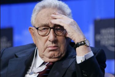 r/Henry Kissinger, former U.S. Secretary of State and this year's co-chairman of the World Economic Forum (WEF), attends the opening news conference of the annual WEF meeting in the Swiss Alpine resort town of Davos January 23, 2008