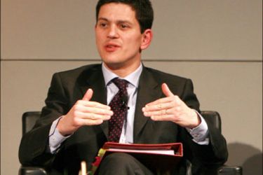 afp : British Foreign Secretary David Miliband speaks at the Bayerischer Hof hotel, the venue of the Munich Security Conference, in Munich, southern Germany on February 7,