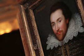 afp/ A portrait of William Shakespeare is pictured in London, on March 9, 2009. The portrait, painted in 1610, is believed to be the only surviving picture of William Shakespeare painted in his lifetime.