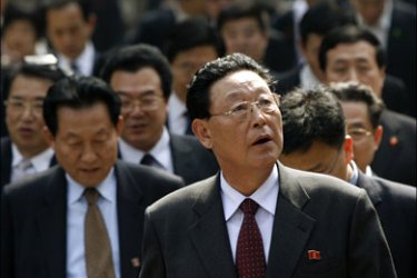 r : North Korean Premier Kim Yong-il (C) visits the Confucian temple in Qufu, Shandong province March 18, 2009. REUTERS/Aly Song (CHINA POLITICS SOCIETY)