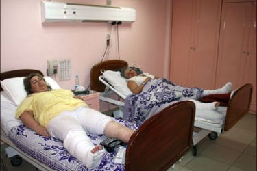 afp ; Two injured tourists are pictured at Luxor International Hospital, more than 700 kms south of Cairo, following the crash of a hot air balloon in the southern Egyptian temple city