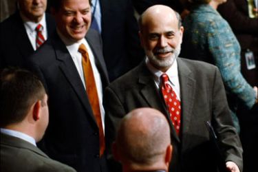 afp ; WASHINGTON - MAY 05: U.S. Federal Reserve Chairman Ben Bernanke arrives for testimony before the Joint Economic Committee on Capitol Hill May 5, 2009 in