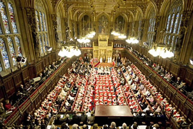 AFP (FILES) This picture taken on December 3, 2008 shows Britain's Queen Elizabeth II delivering her speech during the State Opening of Parliament in London. Britain's upper house of parliament agreed on May 20, 2009 to suspend two Lords for offering to amend laws in return for money, the first such disciplinaray action for over 300 years. AFP PHOTO/Jamie