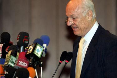 epa : epa01739414 United Nations envoy to Iraq Staffan de Mistura speaks during the International conference of federations and Syndicates of journalism and media at