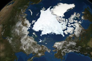 r : The Advanced Microwave Scanning Radiometer (AMSR-E), a high-resolution passive microwave Instrument on NASA’s Aqua satellite, shows the state of Arctic sea ice on