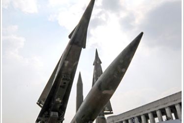 File photo taken March 31, 2008 shows replicas of North Korea's Scud-B missile (background C) and various South Korean missiles on display at the Korea War Memorial