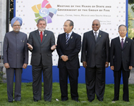قادة خمسة من الدول النامية في لقطة تذكارية بقمة لاكويلا (الفرنسية)