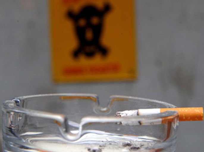 A cigarette rests in an ashtray at a teahouse in Istanbul, on July 16, 2009. On July 19, cigarettes will be totally banned in bars, restaurants and other recreational places in Turkey.