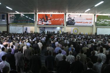 Fatah members attend the party’s first congress in 20 years on August 4, 2009 in the West Bank city of Bethlehem. The Fatah party led by Palestinian president Mahmud Abbas