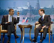 من لقاء أوباما (يسار) وميدفيديف في موسكو في يوليو/تموز الماضي (الفرنسية-أرشيف)