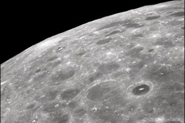 This undated NASA handout image shows a view of the lunar surface taken from the Apollo 8 spacecraft looking southward from high altitude across the Southern Sea. A "significant amount" of frozen water has been found on the moon, the US space agency said November 13, 2009 heralding a giant