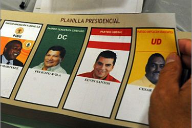 AFP- A ballot card shows the list of candidates in the Honduran Presidential election, at a polling center set up in Los Angeles on November 29, 2009. Hondurans voted Sunday for a new