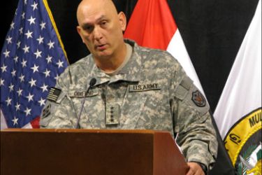 afp : General Ray Odierno speaks to the press in Baghdad on November 18, 2009. The top US military officer in Iraq warned of attacks in the run-up to an expected January