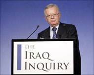 السير جون تشيلكوت سيطلب من بلير الكشف عن مباحثاته السرية مع بوش بشأن غزو العراق (الفرنسية-أرشيف)