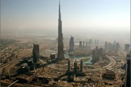 An aerial view shows Burj Dubai (C), the world's tallest tower built by Emaar property developer, in the Gulf emirate of Dubai on December 17, 2009