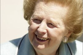 A file photo taken on June 02, 2009 shows former British Prime Minister Margaret Thatcher arriving to attend the opening of a new Canine Partners training accommodation building at the National Training Centre in Heyshott in West Sussex.