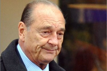 FILES) A photo taken on November 2, 2009 in Paris, shows former French President Jacques Chirac walking in a street. Chirac has been interviewed under