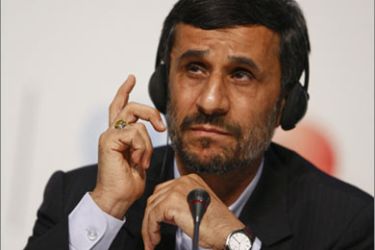 Iran's President Mahmoud Ahmadinejad speaks at a news conference during the session of United Nations Climate Change Conference 2009 in Copenhagen