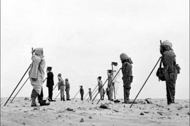 afp : (FILES) - File picture of dummies set up in various uniforms on December 28,1960 are used in the third French A-bomb explosion in Reggane, Algerian desert, to study the