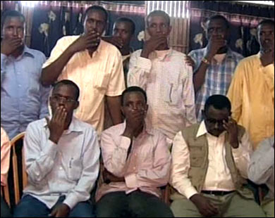 صحفيون صوماليون أثناء اعتصام سابق (الجزيرة-أرشيف)
