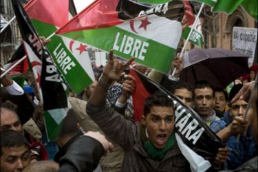afp : Western Saharans demonstrate on the sidelines of the EU-Morocco summit on March 7, 2010 in Granada. EU president Herman Van Rompuy called on Morocco during the