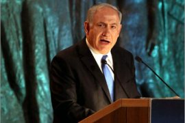 Israeli Prime Minister Benjamin Netanyahu delivers a speech during the official ceremony for Holocaust Martyrs’ and Heroes’ Remembrance Day on April 11, 2010