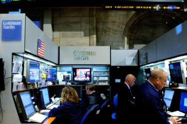 epa01794741 The Goldman Sachs trading booth on the floor of the New York Stock Exchange in New York