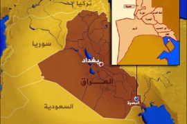 خارطة العراق عليه التقسيمات الإدارية الثمانية في البصرة