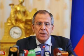 Russian Foreign Minister gives a press conference in Moscow on April 6, 2010. Lavrov said Russia reserved the right to withdraw from a new nuclear