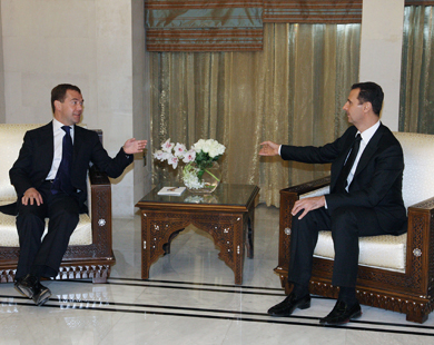 زيارة ميدفيديف لدمشق أغضبت إسرائيل مرتين (الفرنسية-أرشيف)