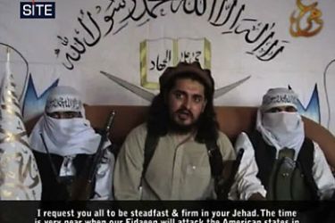 In this image released by the SITE Intelligence Group on May 2, 2010 shows Hakimullah Mehsud appears in new video from Tehrik-e-Taliban Pakistan, promises attacks in America. Hakimullah Mehsud, the leader of the Tehrik-e-Taliban Pakistan (TTP) who was believed to have been killed in January 2010, appears in a new 9 minute video uploaded to the internet alleged to have been recorded on April 4, 2010