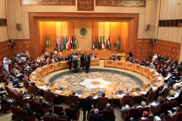 A general view shows Arab Foreign Ministers holding an emergency meeting at the Arab League headquarters in Cairo on June 2, 2010 in a bid to come up with a unified response to an Israeli deadly raid on an aid convoy bound for the Gaza Strip.