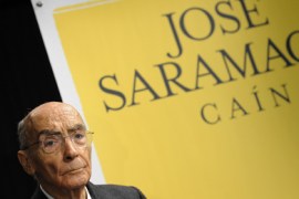 (FILES) Photo taken on November 2, 2009 of Portuguese writer Jose Saramago posing during the presentation of his book "Cain" in Madrid. Portuguese Nobel-winning novelist