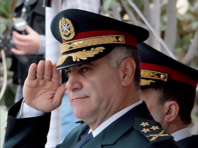 Lebanese army chief, General Jean Kahwaji, salutes as attend the parade of Lebanese Army during Independence Day celebrations in downtown Beirut 22 November 2008.