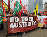 الآلاف تظاهروا ببروكسل بالتزامن مع احتجاجات بدول أوروبية أخرى (الأوروبية)