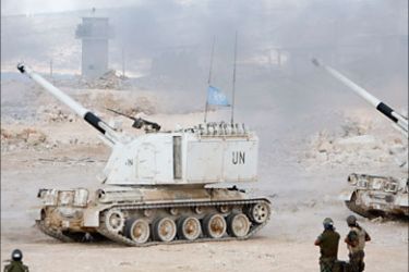 r_French U.N. mobile artillery vehicles fire during a joint live training exercise between the Lebanese Armed forces and the United Nations Interim Force in Lebanon (UNIFIL), near the UNIFIL headquarters in Naqoura in southern Lebanon