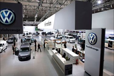 r_General view of the Volkswagen exhibition area during a preview day at the IAA commercial vehicles trade fair in Hanover September 21, 2010