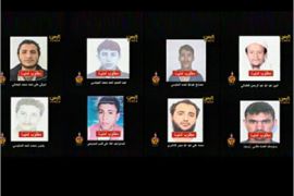 A combo photograph of images taken off Yemeni Television on October 16, 2010, showing the alleged eight Al-Qaeda suspects which Yemen's interior ministry has promised a 100,000 dollar (71,500 euros) reward for information