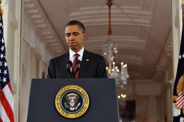 US President Barack Obama speaks during a press conference in the East Room of the White House November 3, 2010 in Washington, DC. Obama would not concede Wednesday that a Republican election rout marked a massive repudiation of his agenda, but did shoulder the blame for deep voter frustration over the economy.