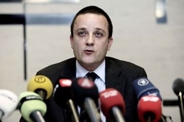 DENMARK : Head of the Danish Security and Intelligence Service Jakob Scharf talks to the media during a press conference in Copenhagen on December