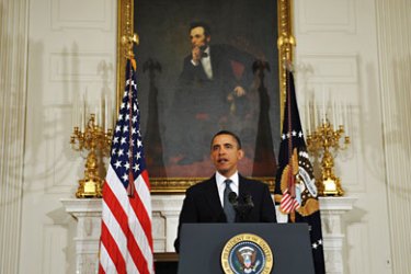 US President Barack Obama speaks on the shooting of US Representative Gabrielle Giffords January 8, 2011