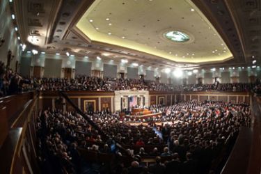 General view of the House Chamber as US President Barack Obama delivers the annual State of the Union address to a joint session of Congress at the Capitol in Washington on January 25, 2011.
