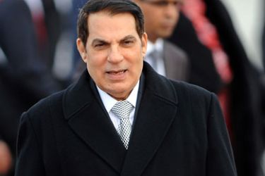 (FILES) A picture taken on December 13, 2010 shows Tunisian President Zine El Abidine Ben Ali at Tunis-Carthage airport. Zine El Abidine Ben Ali announced on January 13, 2011 he will not present his candidacy in the forthcoming presidential election.